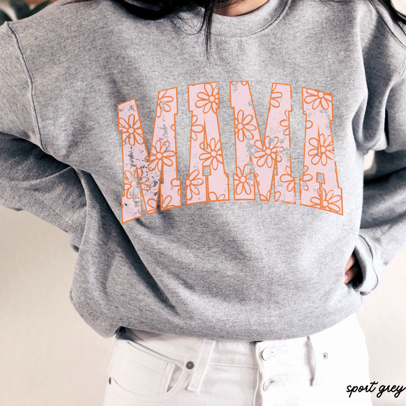 *Mama Floral Outline Sweatshirt *4 Colors (S-3X)