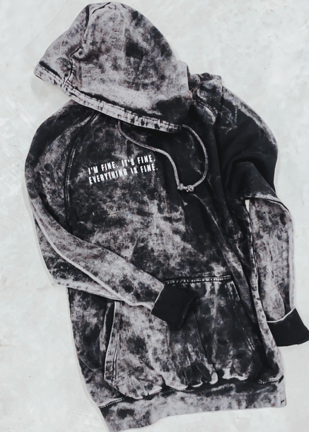 Pre-ORDER: Everything is Fine Vintage Raglan Hoodie *Cloud Black (S-3X)