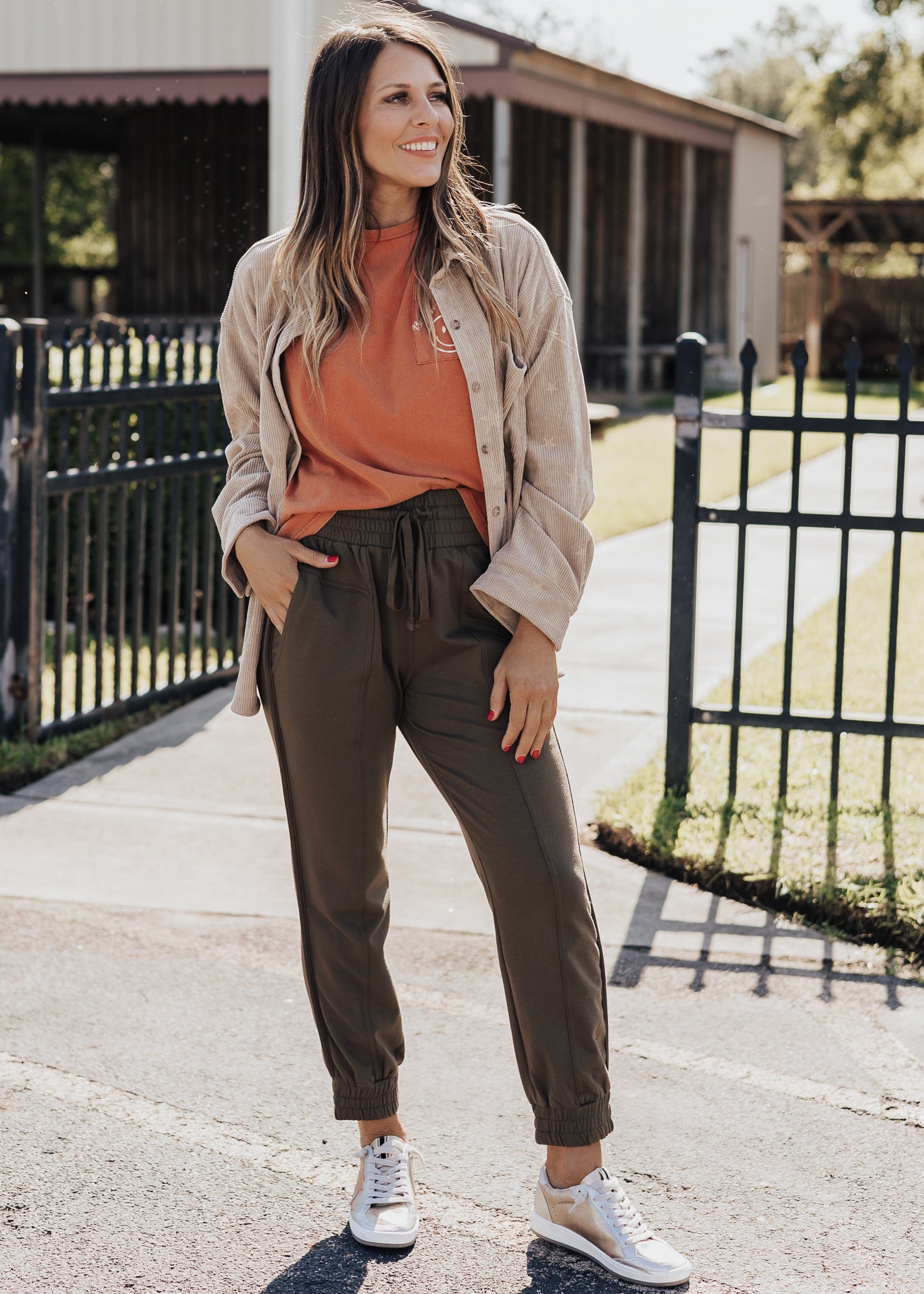 Corduroy Star Shacket (CAN FIT XL) *TAUPE