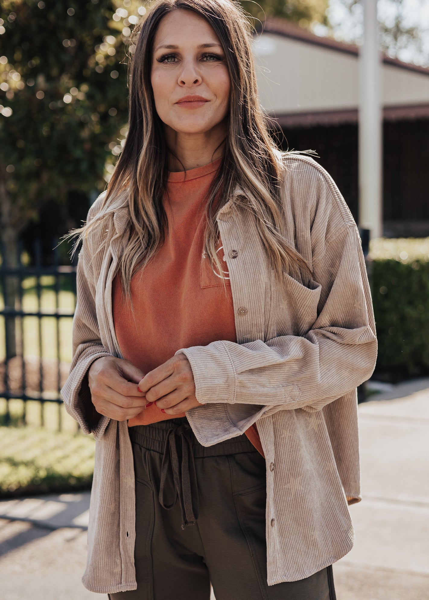 Corduroy Star Shacket (CAN FIT XL) *TAUPE