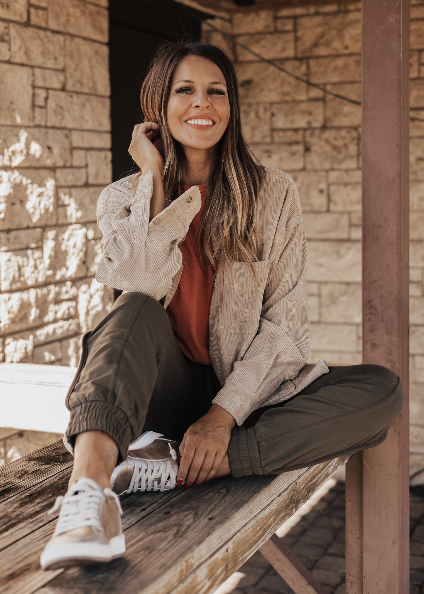 Corduroy Star Shacket (CAN FIT XL) *TAUPE