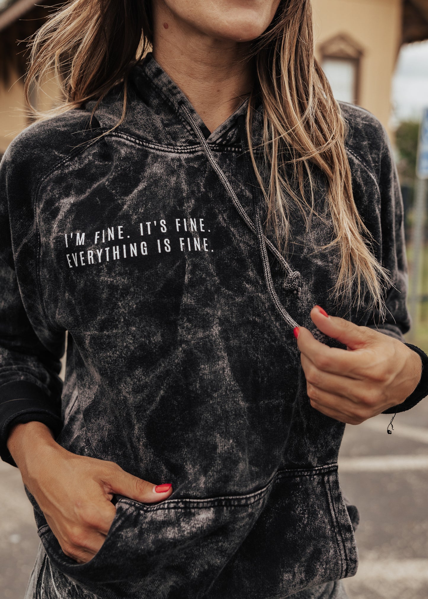 Pre-ORDER: Everything is Fine Vintage Raglan Hoodie *Cloud Black (S-3X)