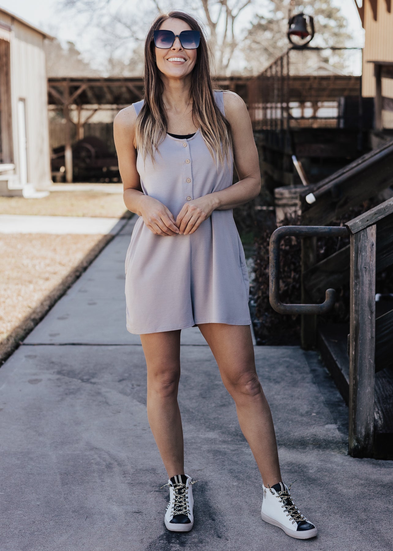 SMALL: Maggie Romper *SILVER GREY