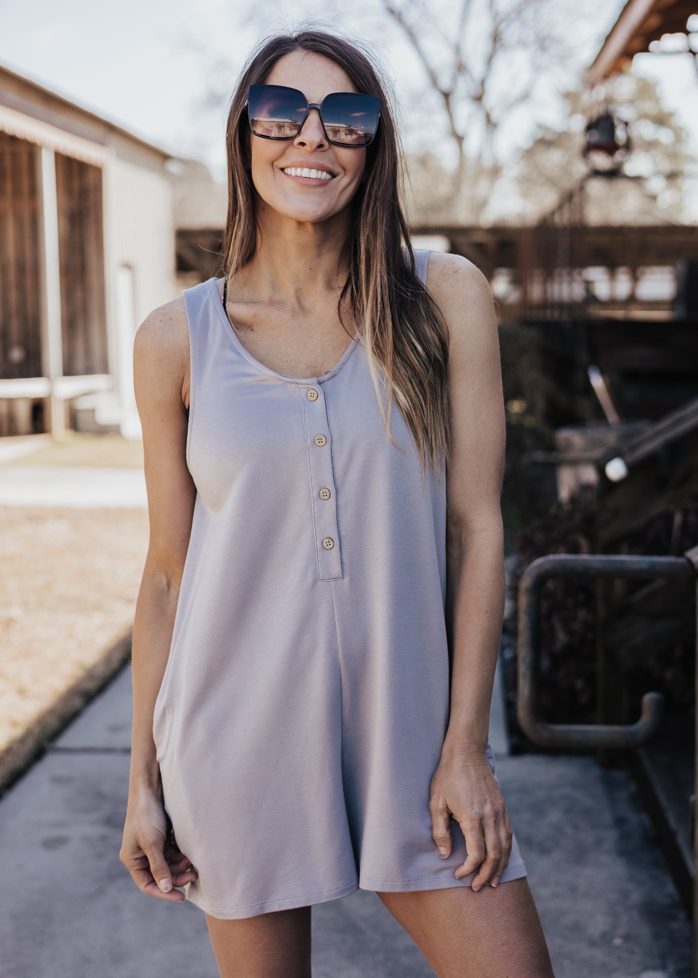 SMALL: Maggie Romper *SILVER GREY