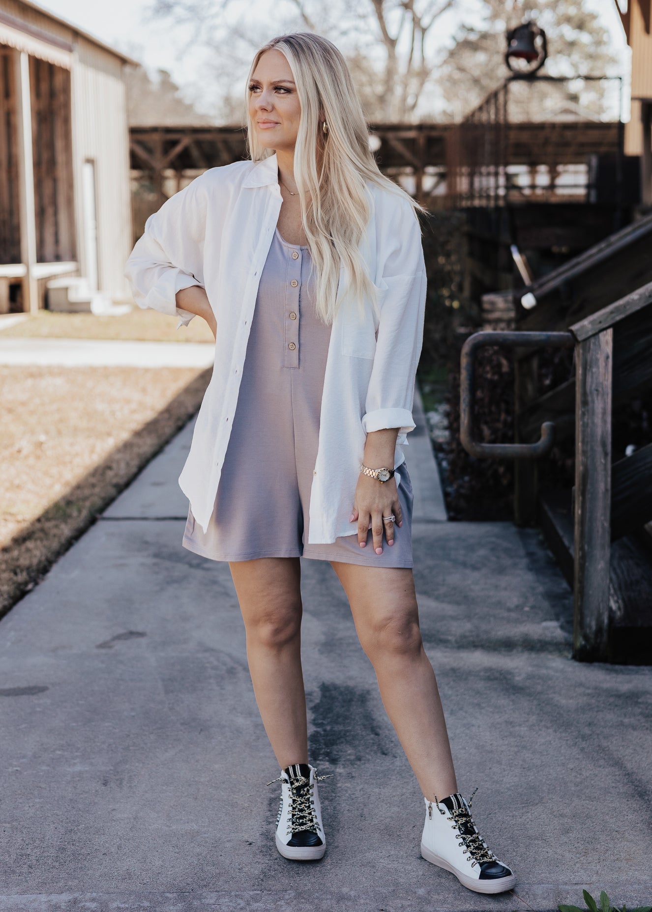 SMALL: Maggie Romper *SILVER GREY