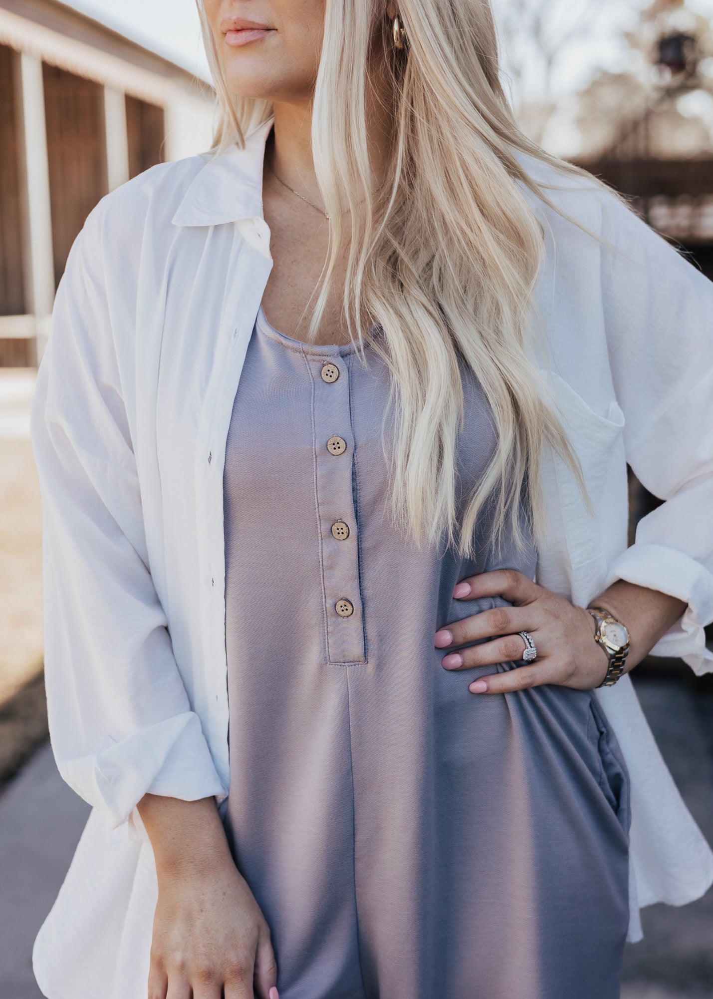 SMALL: Maggie Romper *SILVER GREY