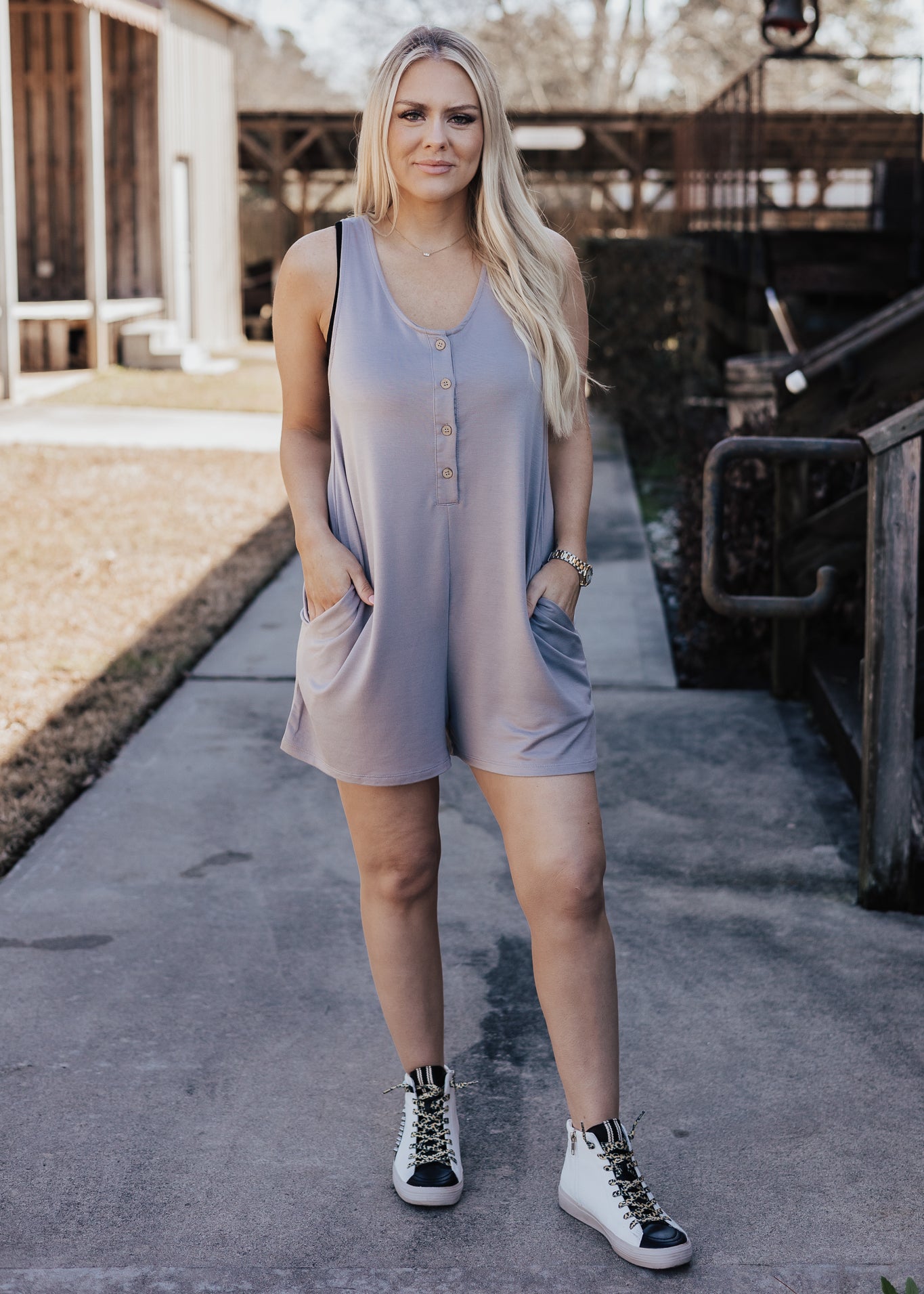 SMALL: Maggie Romper *SILVER GREY
