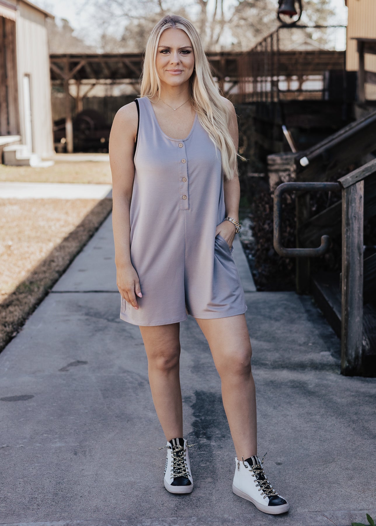 SMALL: Maggie Romper *SILVER GREY