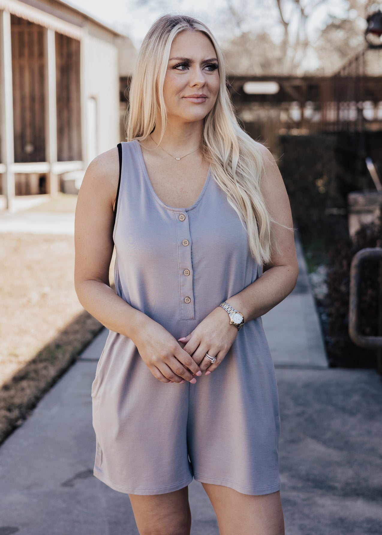 SMALL: Maggie Romper *SILVER GREY