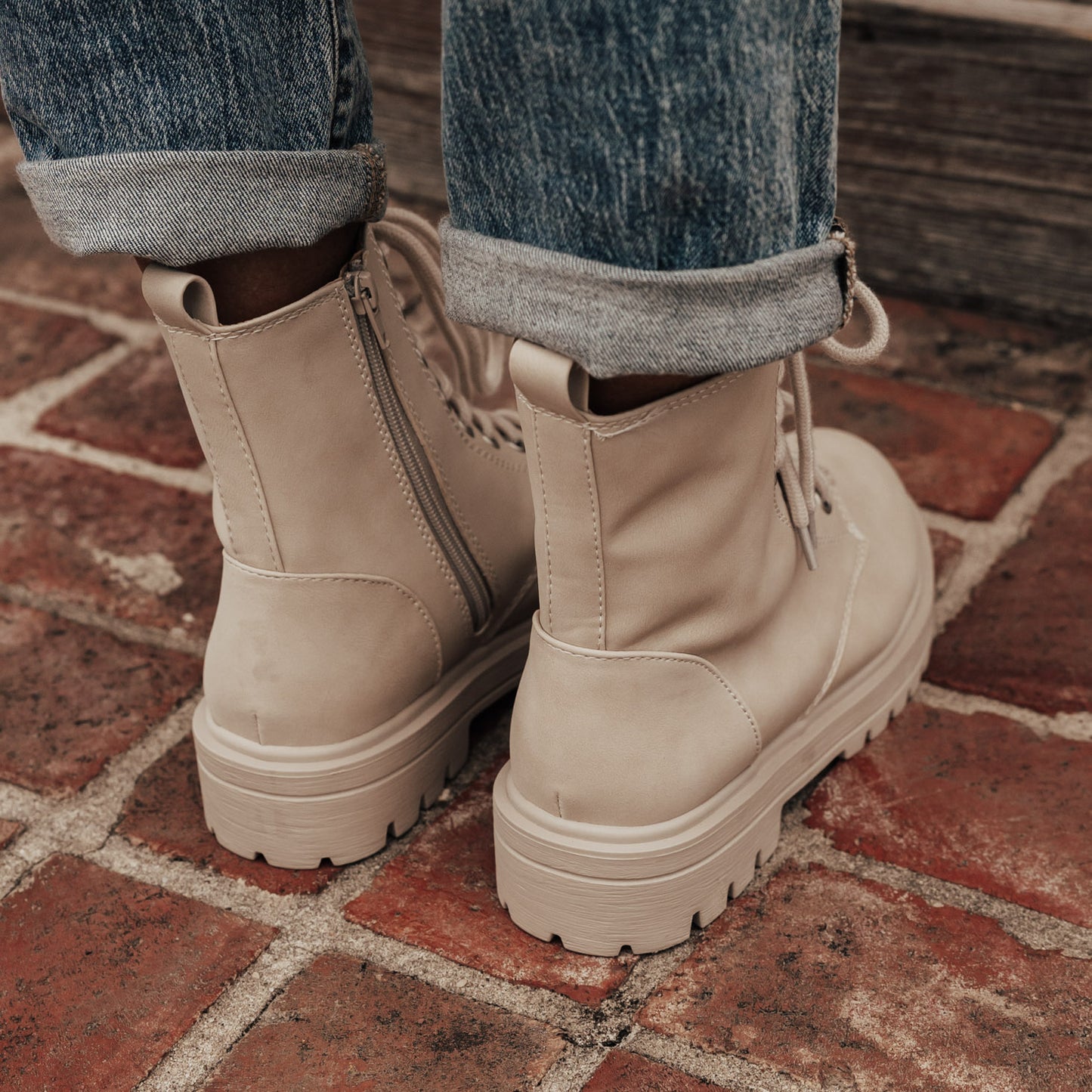 SIZE 5.5, 6, 6.5: Firm Lace Up Boot (5.5-10) *BEIGE