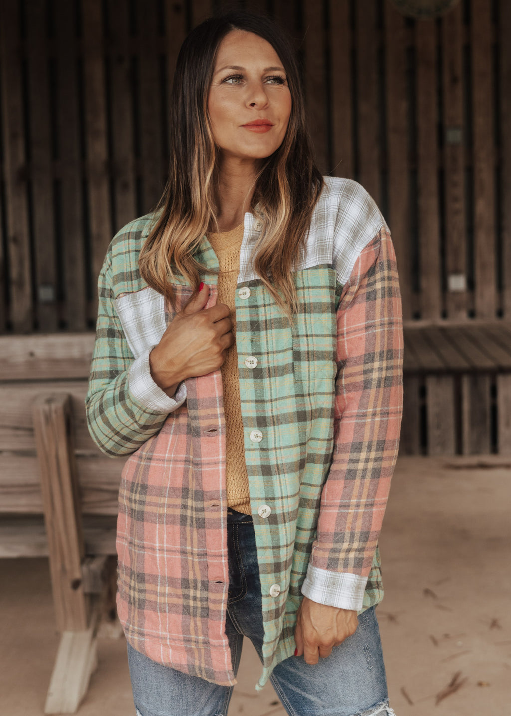 SMALL: Plaid Quilted Shacket *MULTI