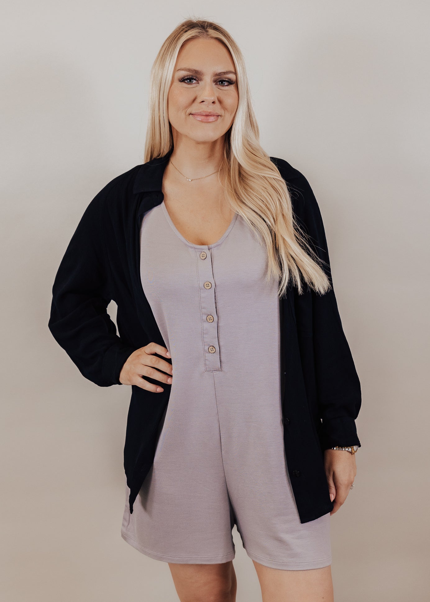SMALL: Maggie Romper *SILVER GREY