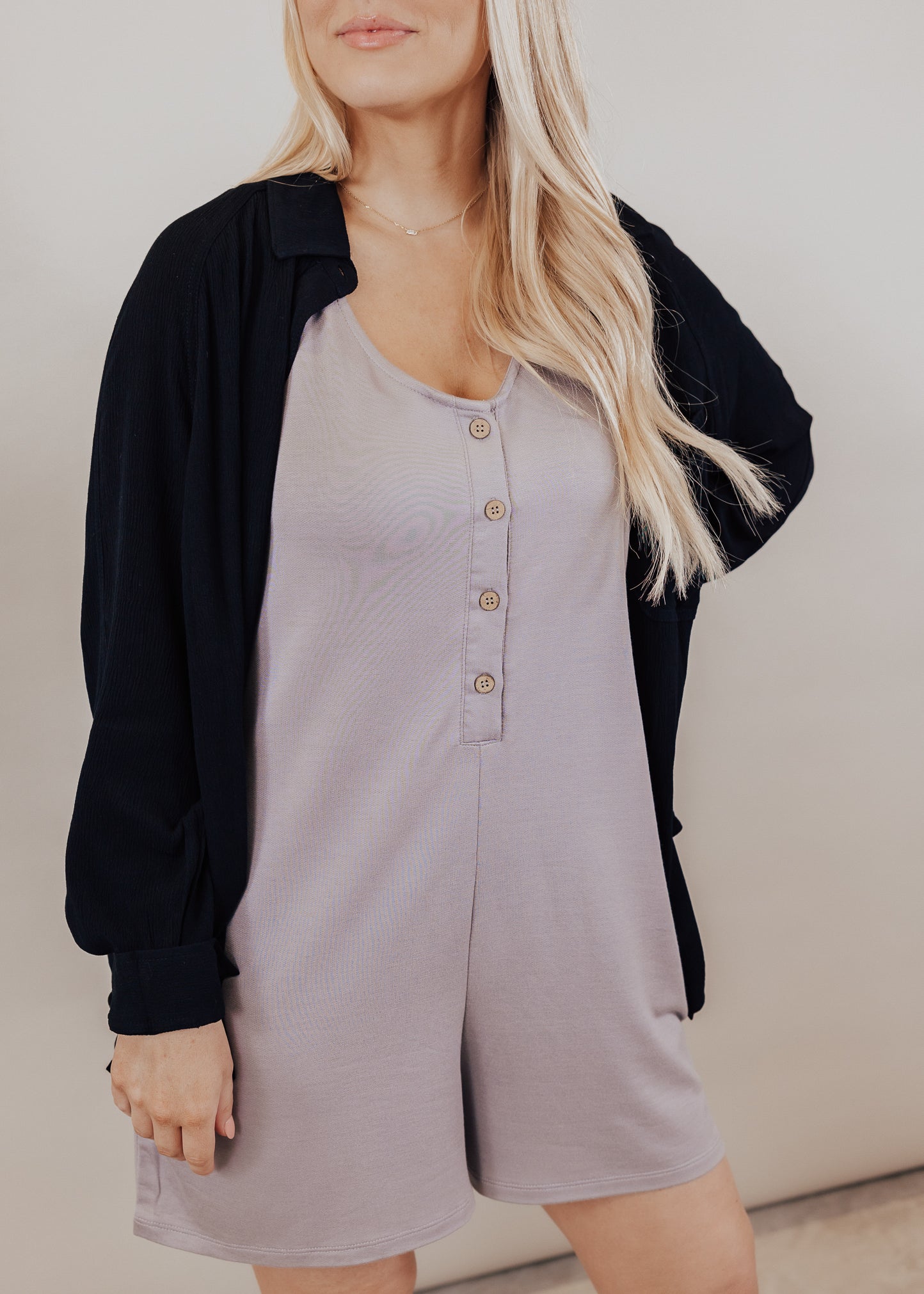 SMALL: Maggie Romper *SILVER GREY