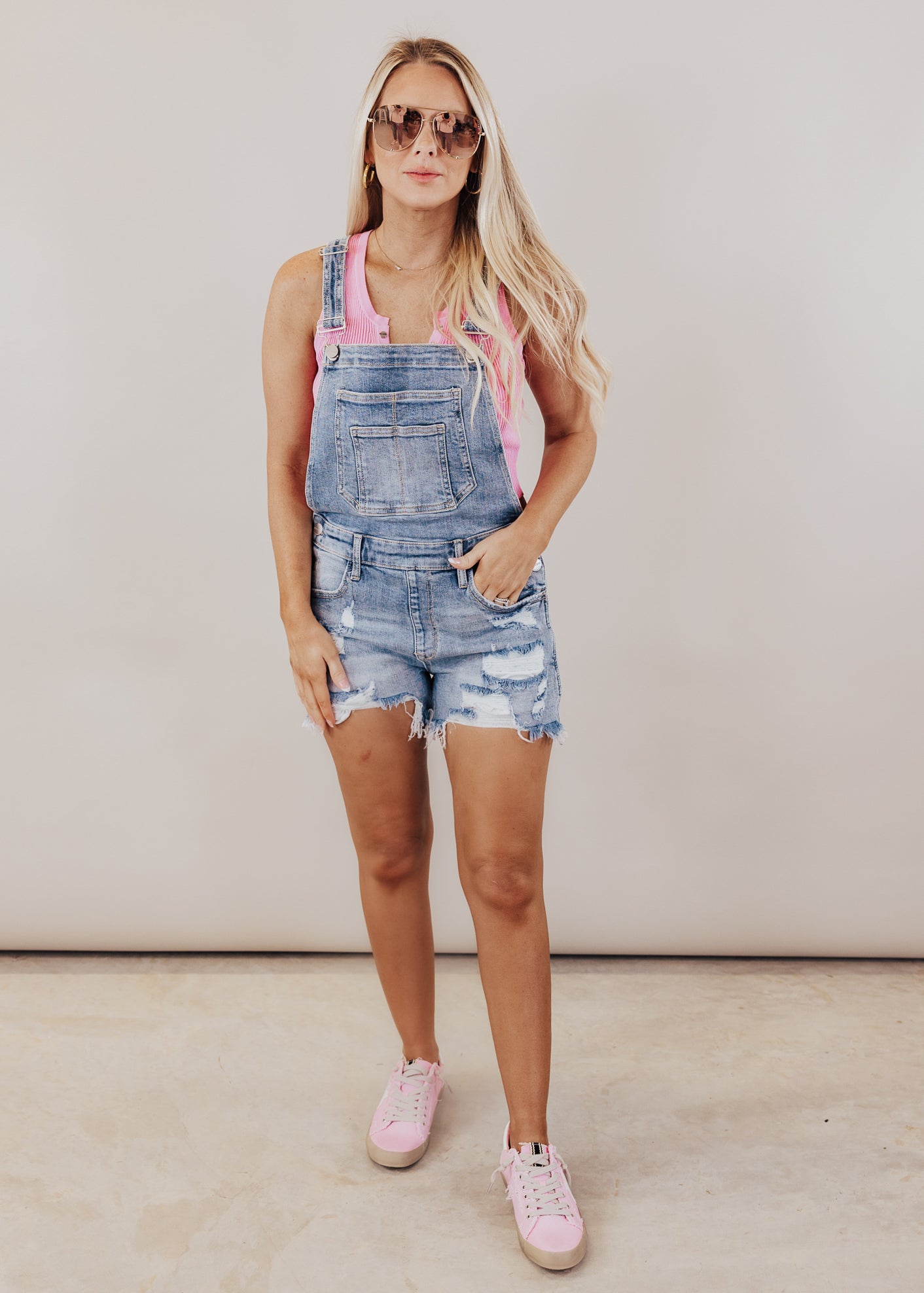 SMALL: Risen Fitted Overalls (S-XL) *MEDIUM WASH
