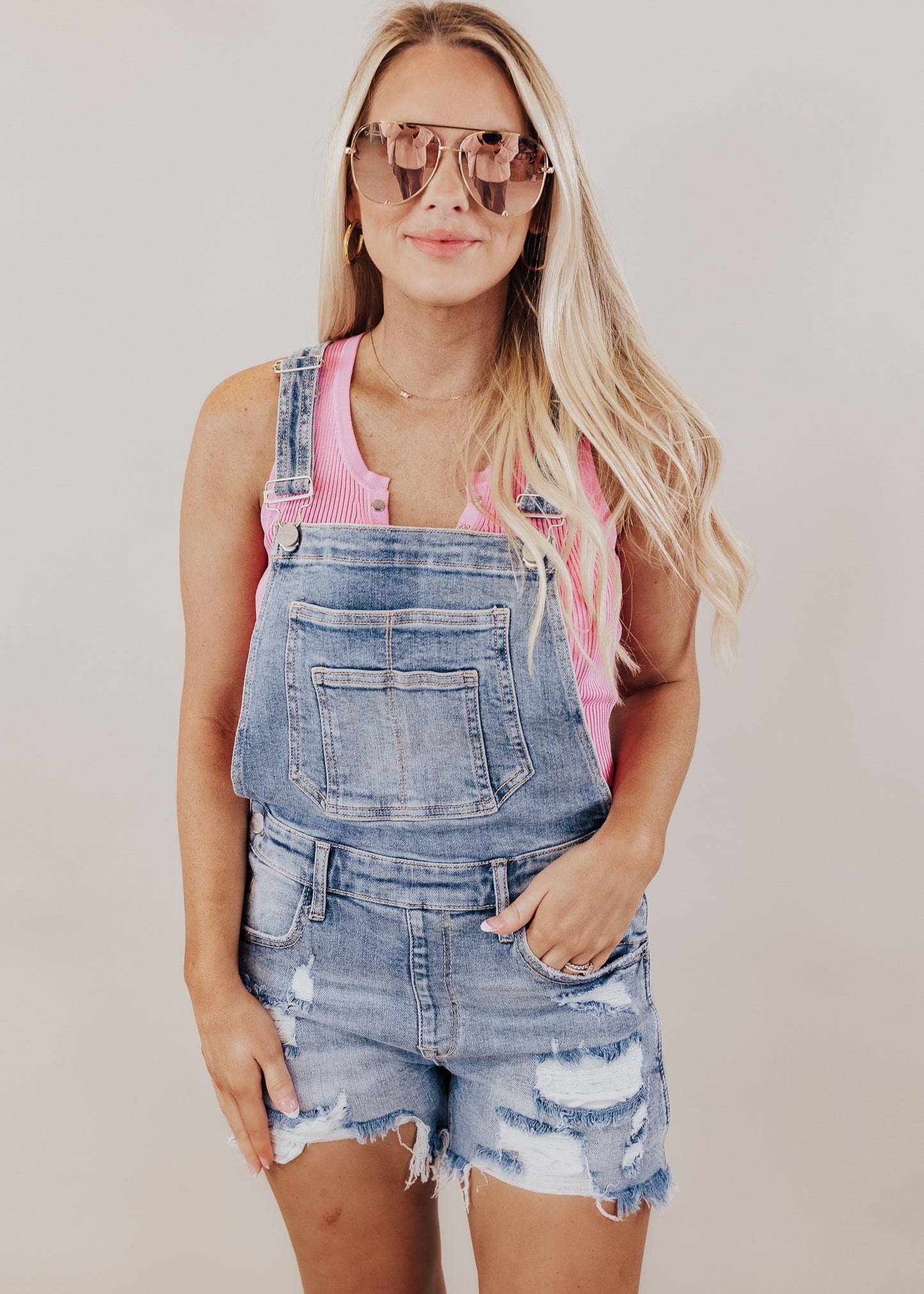 SMALL: Risen Fitted Overalls (S-XL) *MEDIUM WASH
