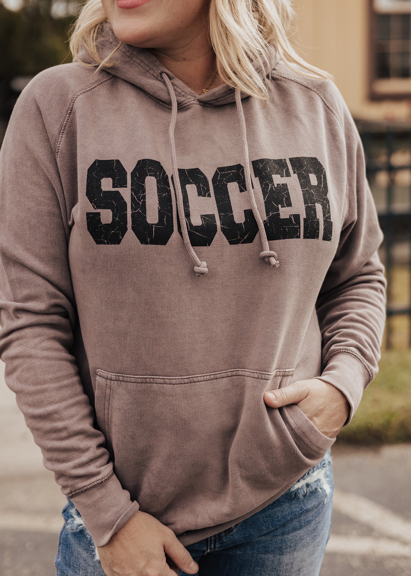 Soccer Vintage Raglan Hoodie *Zinc (Grey/Purple) (S-3X)