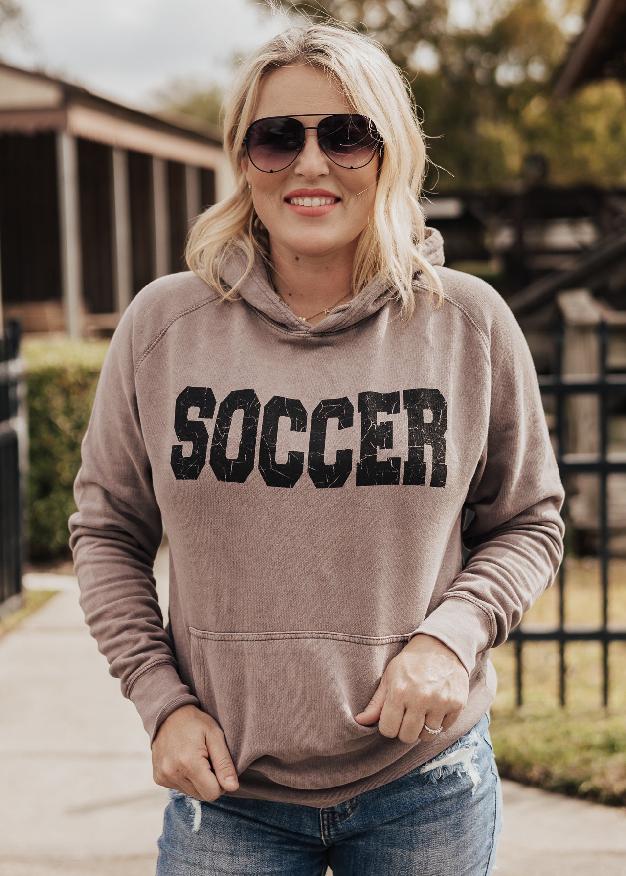 Soccer Vintage Raglan Hoodie *Zinc (Grey/Purple) (S-3X)