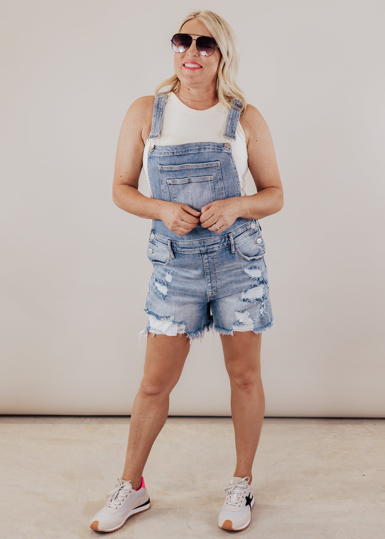 SMALL: Risen Fitted Overalls (S-XL) *MEDIUM WASH