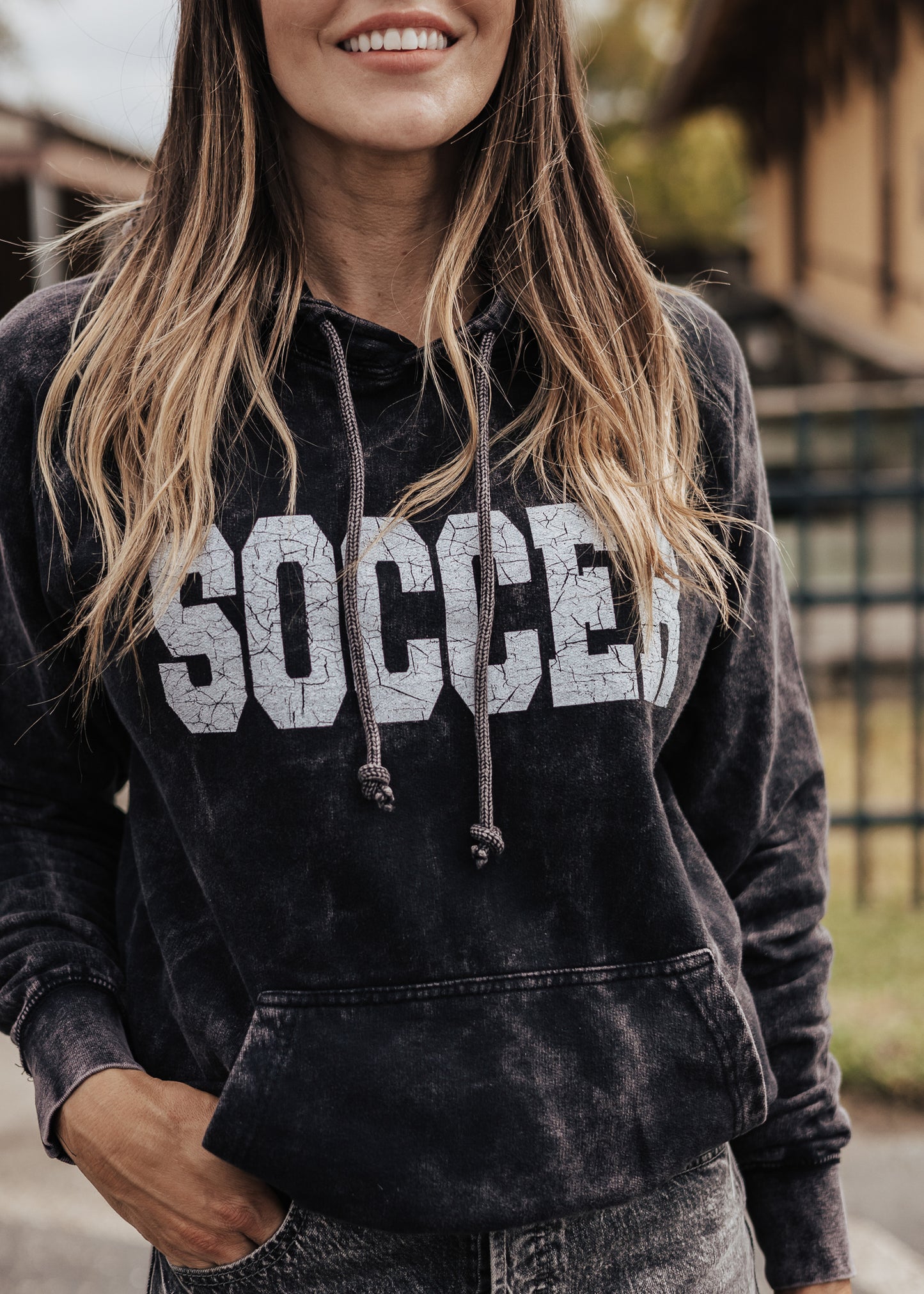 Soccer Vintage Raglan Hoodie *Cloud Black (S-3X)