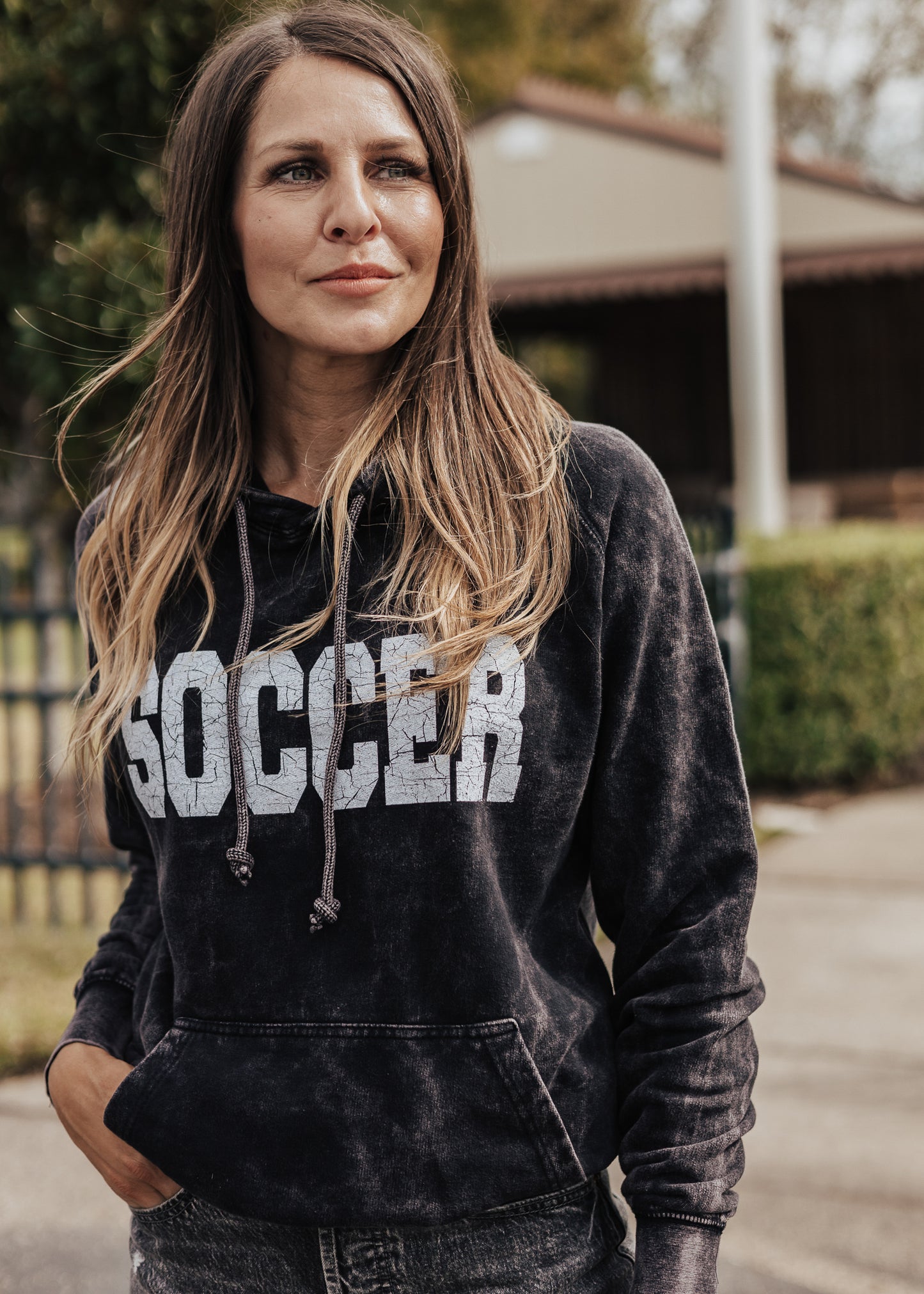 Soccer Vintage Raglan Hoodie *Cloud Black (S-3X)