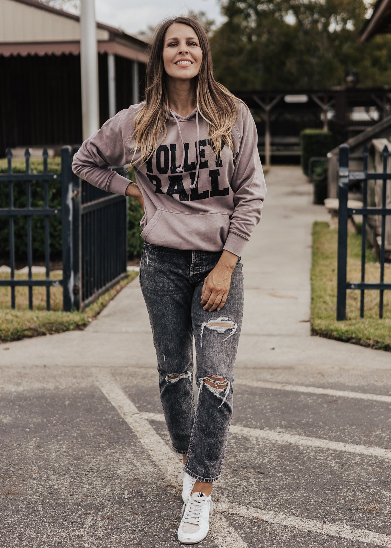 PRE-ORDER: Volleyball Vintage Raglan Hoodie *Zinc (Grey/Purple) (S-3X)