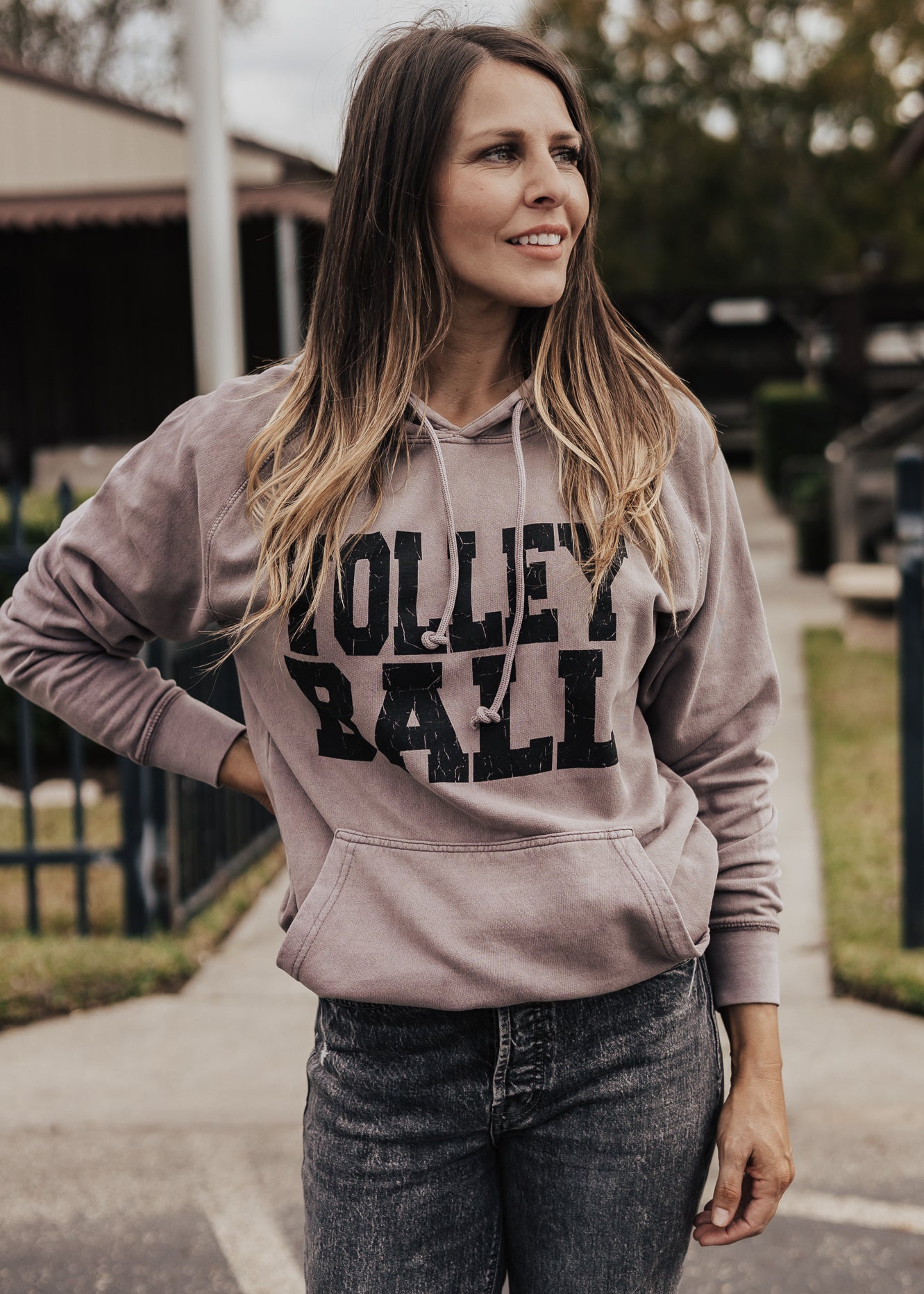 PRE-ORDER: Volleyball Vintage Raglan Hoodie *Zinc (Grey/Purple) (S-3X)