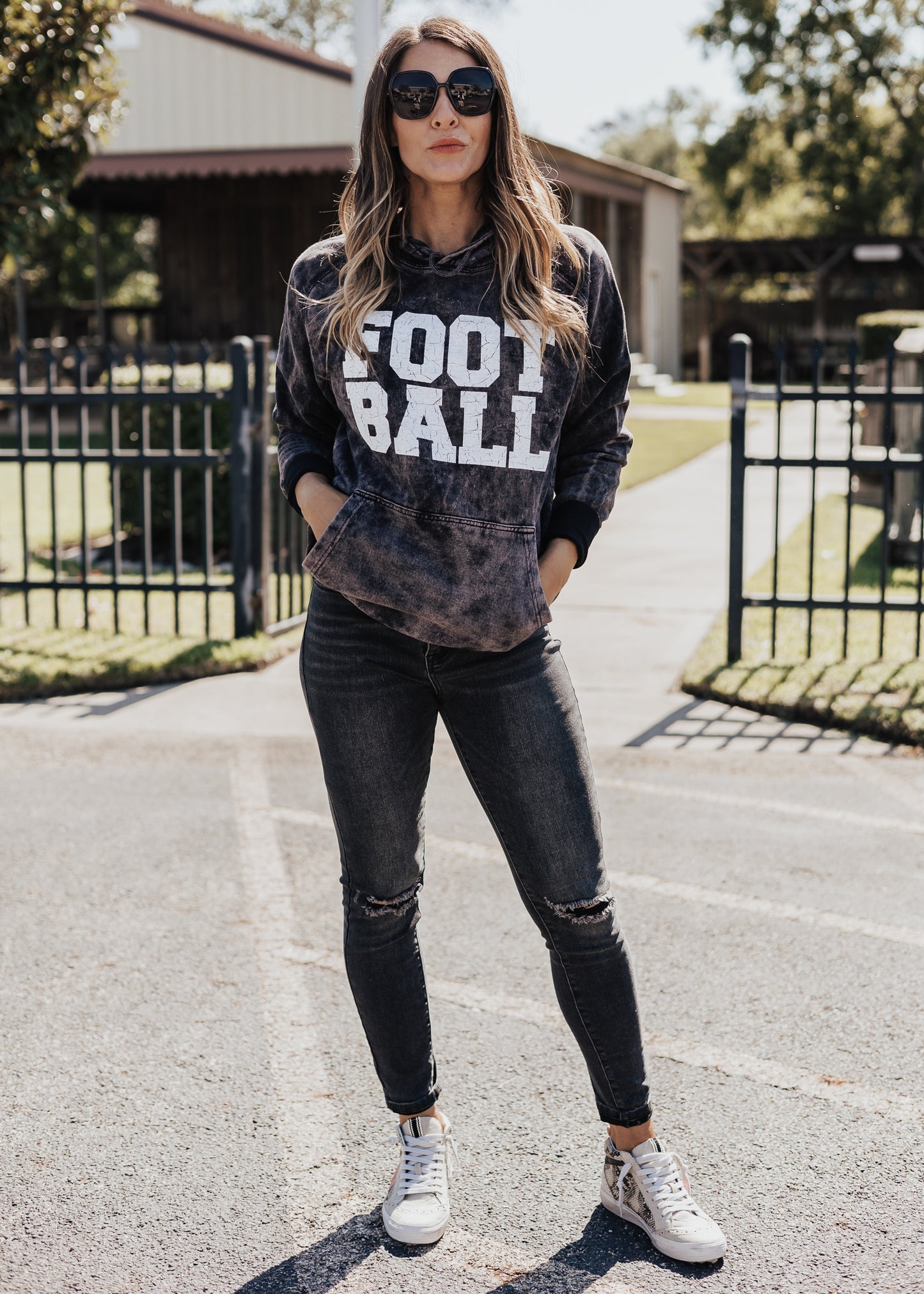 Football Vintage Raglan Hoodie *Cloud Black (S-3X)