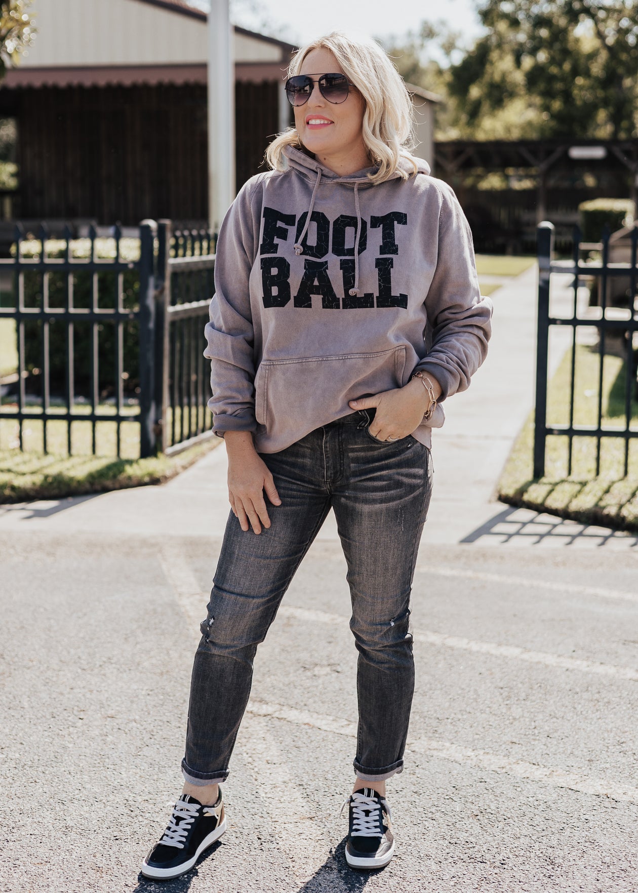 Football Vintage Raglan Hoodie *Zinc(Grey/Purple)  (S-3X)