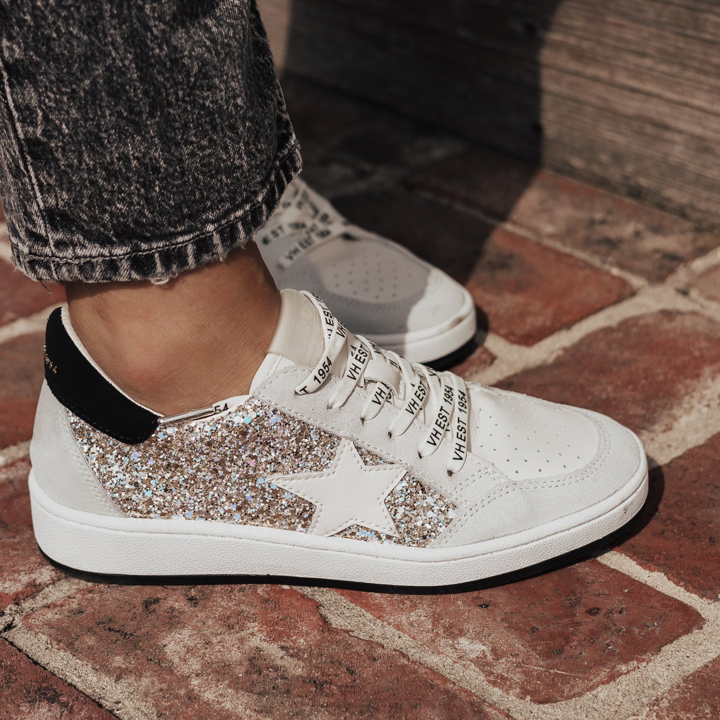 SIZE 5.5: Vintage Havana KRISTEN Shoe (6-11) *GREY/GLITTER MULTI