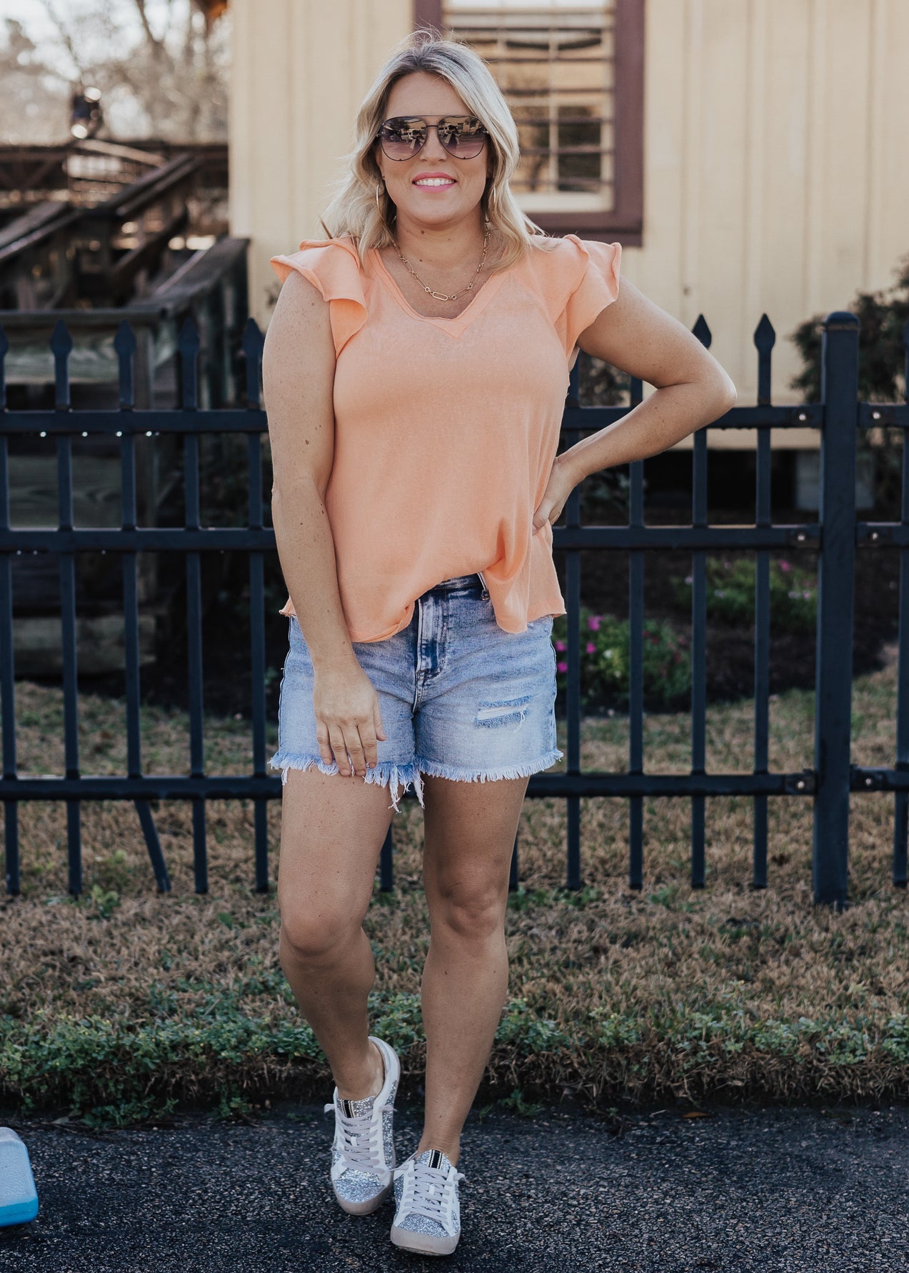 S, M, L: Veronica Flutter Sleeve Top *MANGO