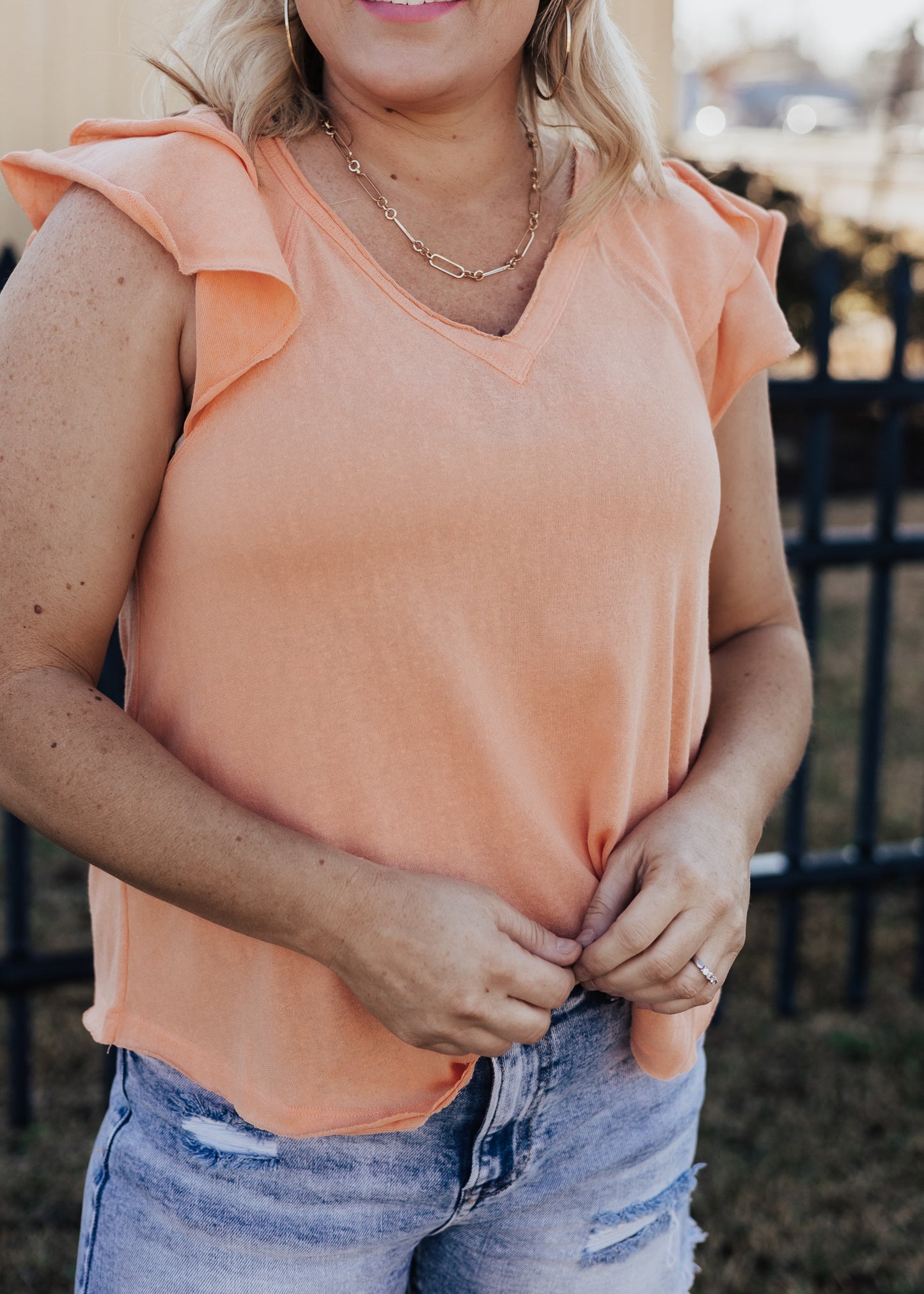 S, M, L: Veronica Flutter Sleeve Top *MANGO