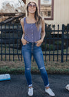 Ribbed Button Down Tank *BLUE