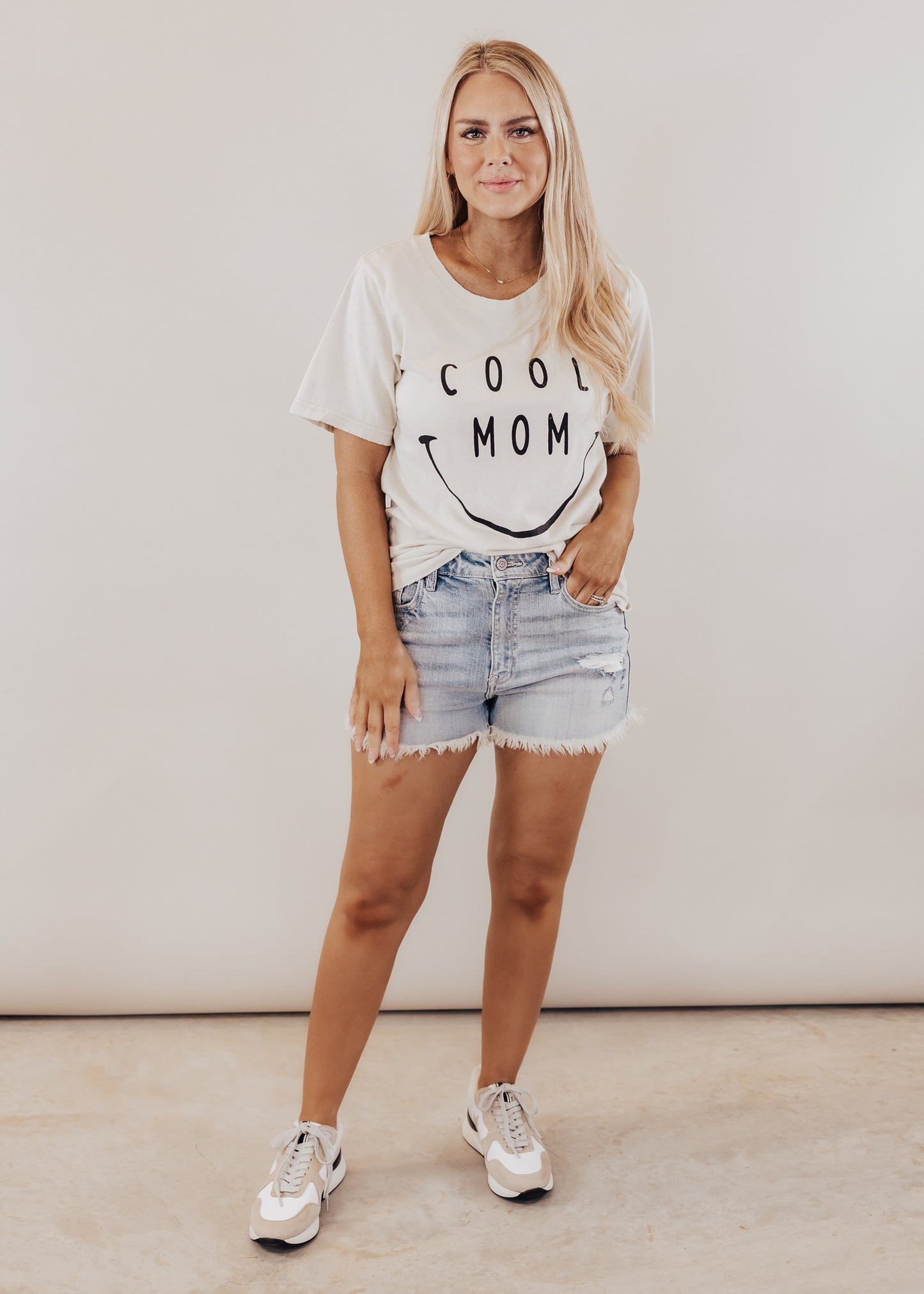 SMALL: #23 Happy Cool Mom Top *KHAKI