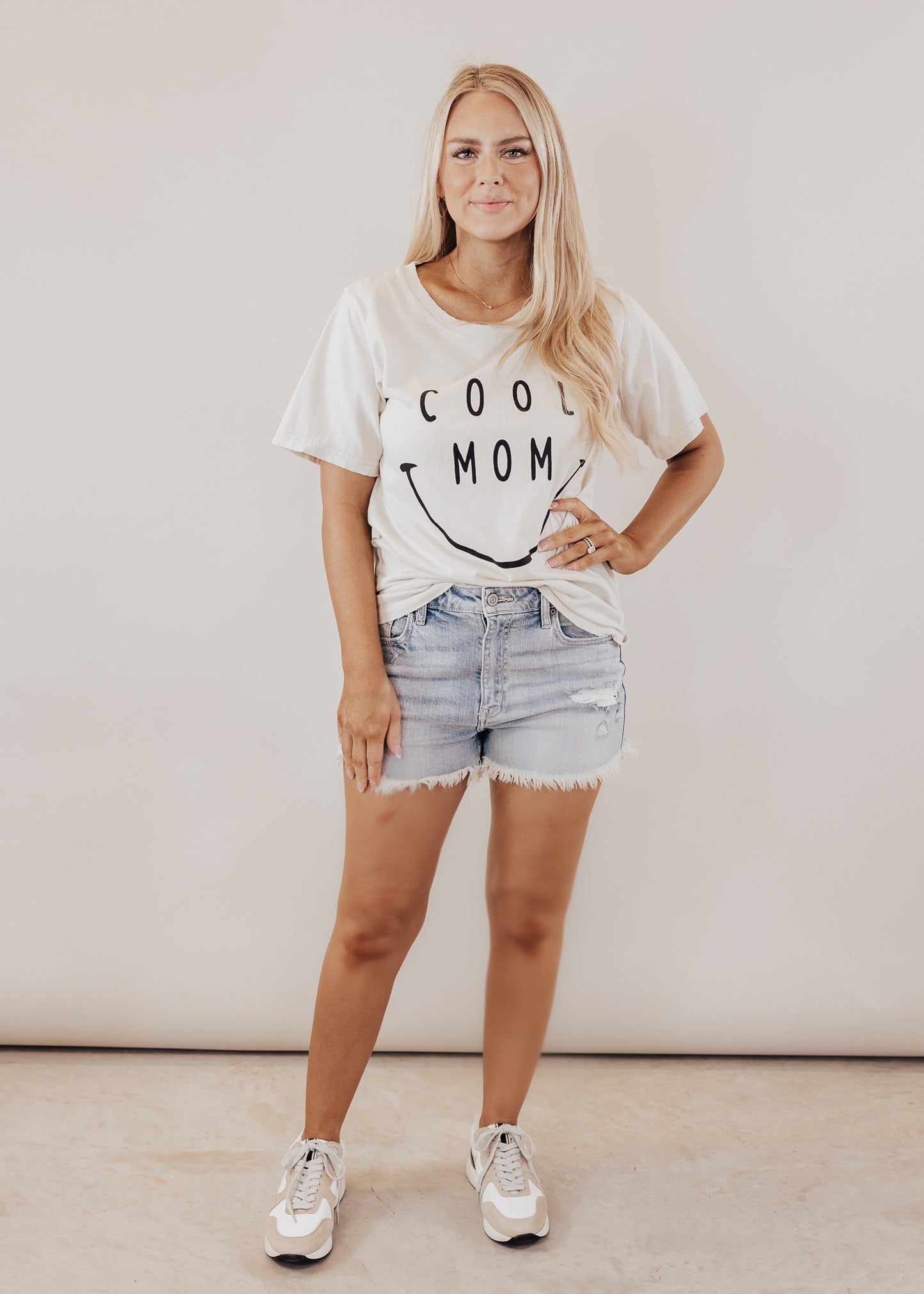 SMALL: #23 Happy Cool Mom Top *KHAKI