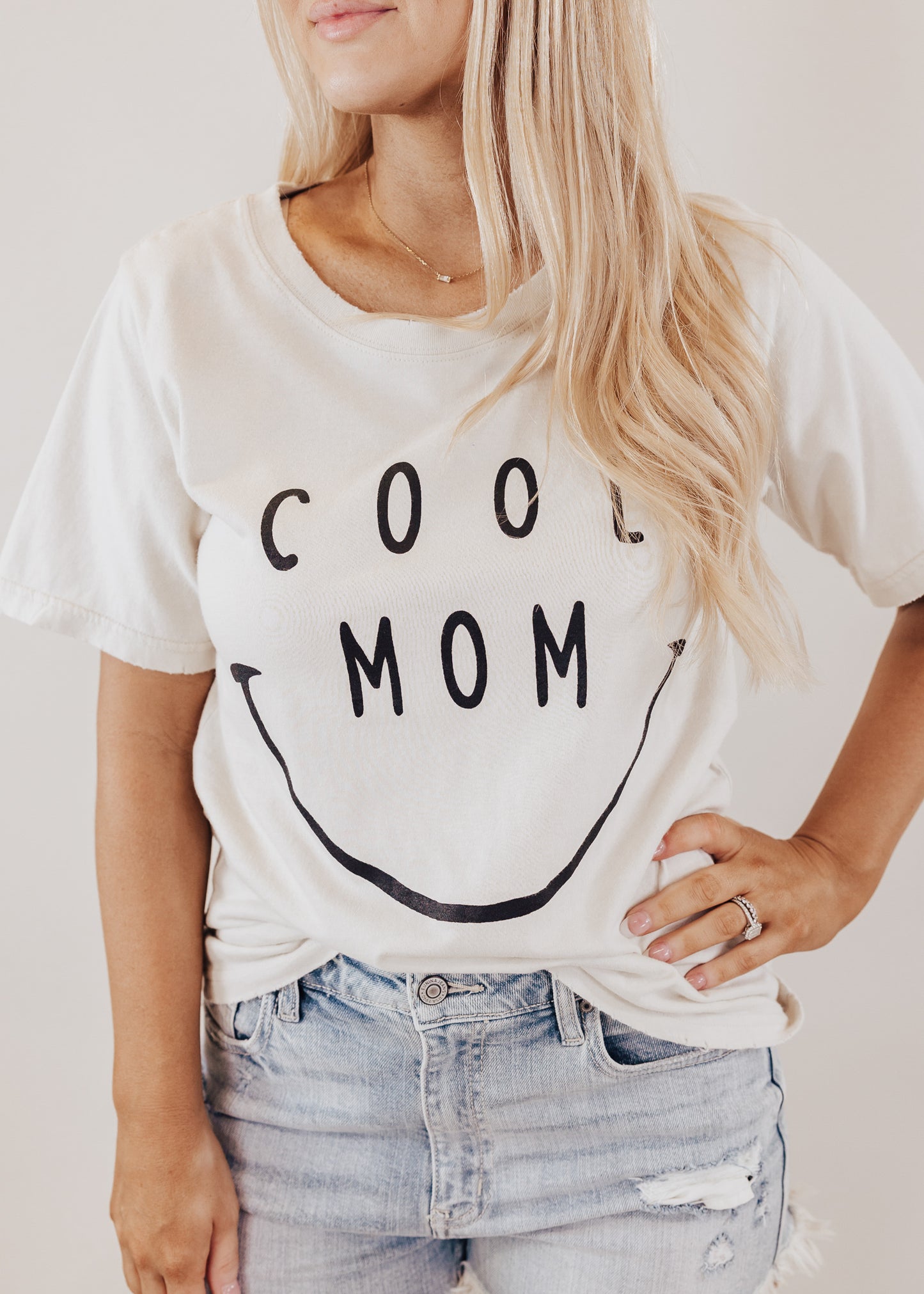 SMALL: #23 Happy Cool Mom Top *KHAKI