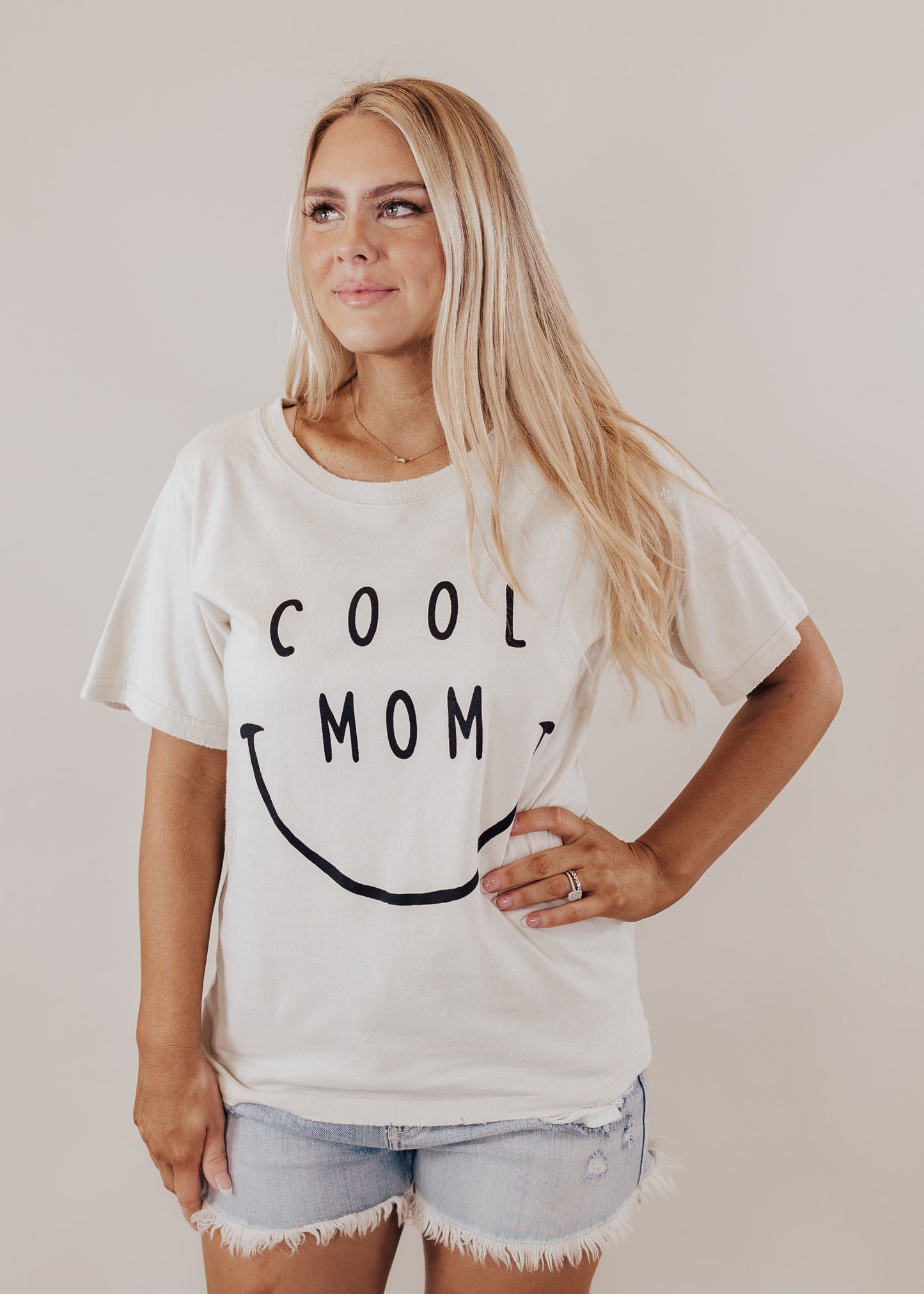 SMALL: #23 Happy Cool Mom Top *KHAKI