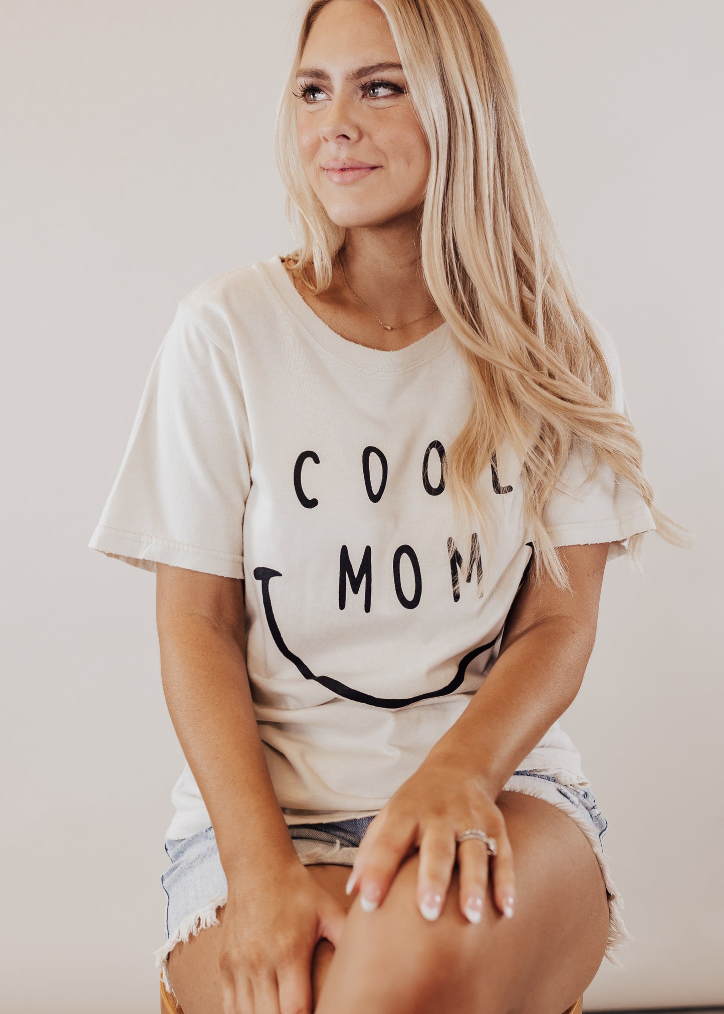 SMALL: #23 Happy Cool Mom Top *KHAKI