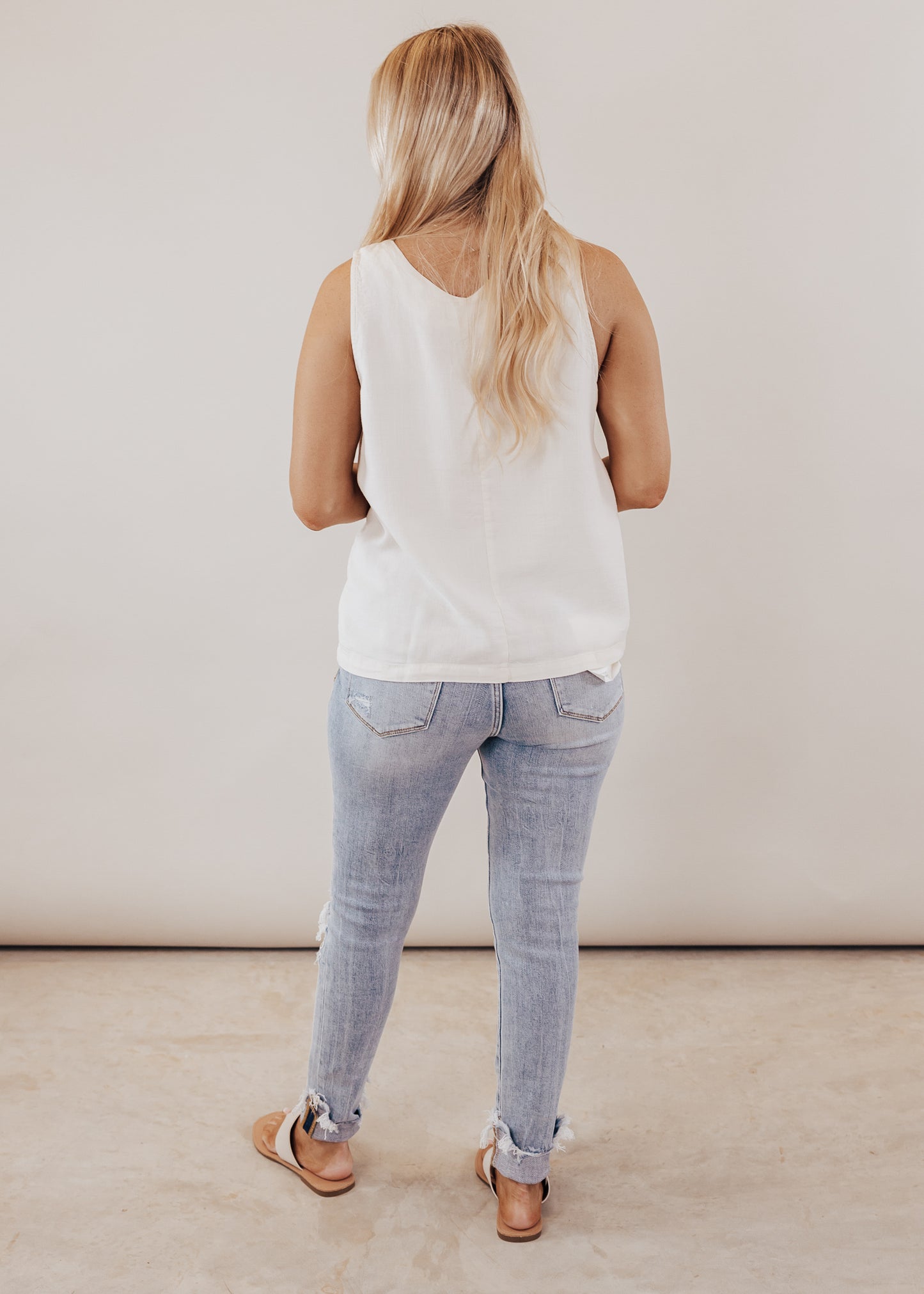 SMALL: Camilla Sleeveless Button Down Top *CREAM