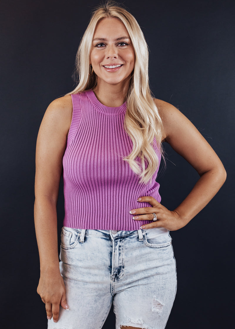 Ribbed Crop Fitted Top *PURPLE