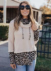 Leopard Waffle Cowl Neck Top (S-XL)