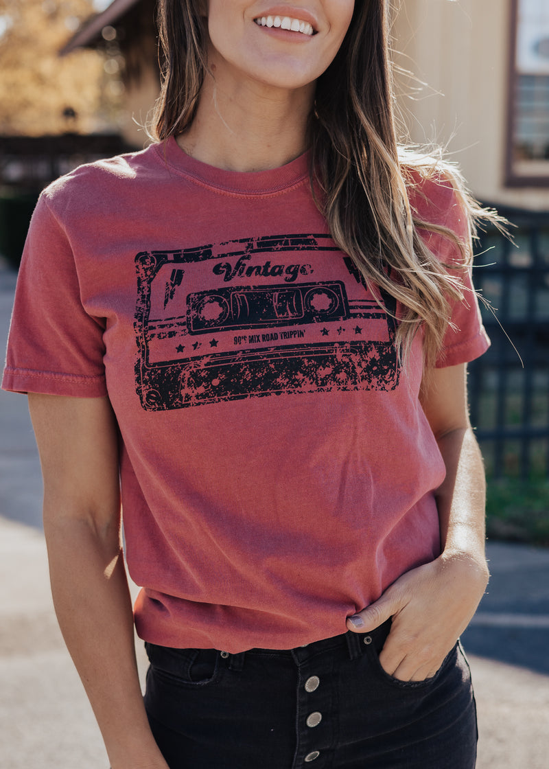 Vintage Cassette Tee *Red (S-2X)