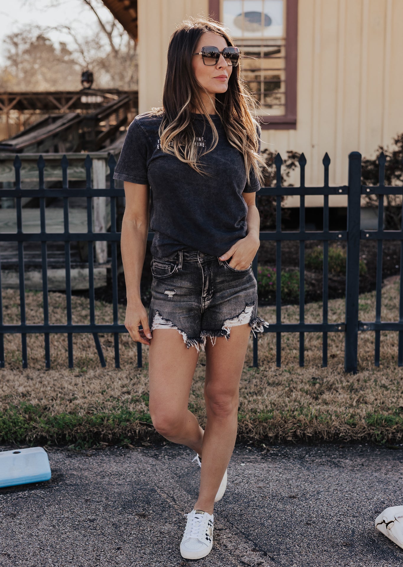 Lydia Risen Shorts (S-XL) *BLACK/DARK GREY WASH