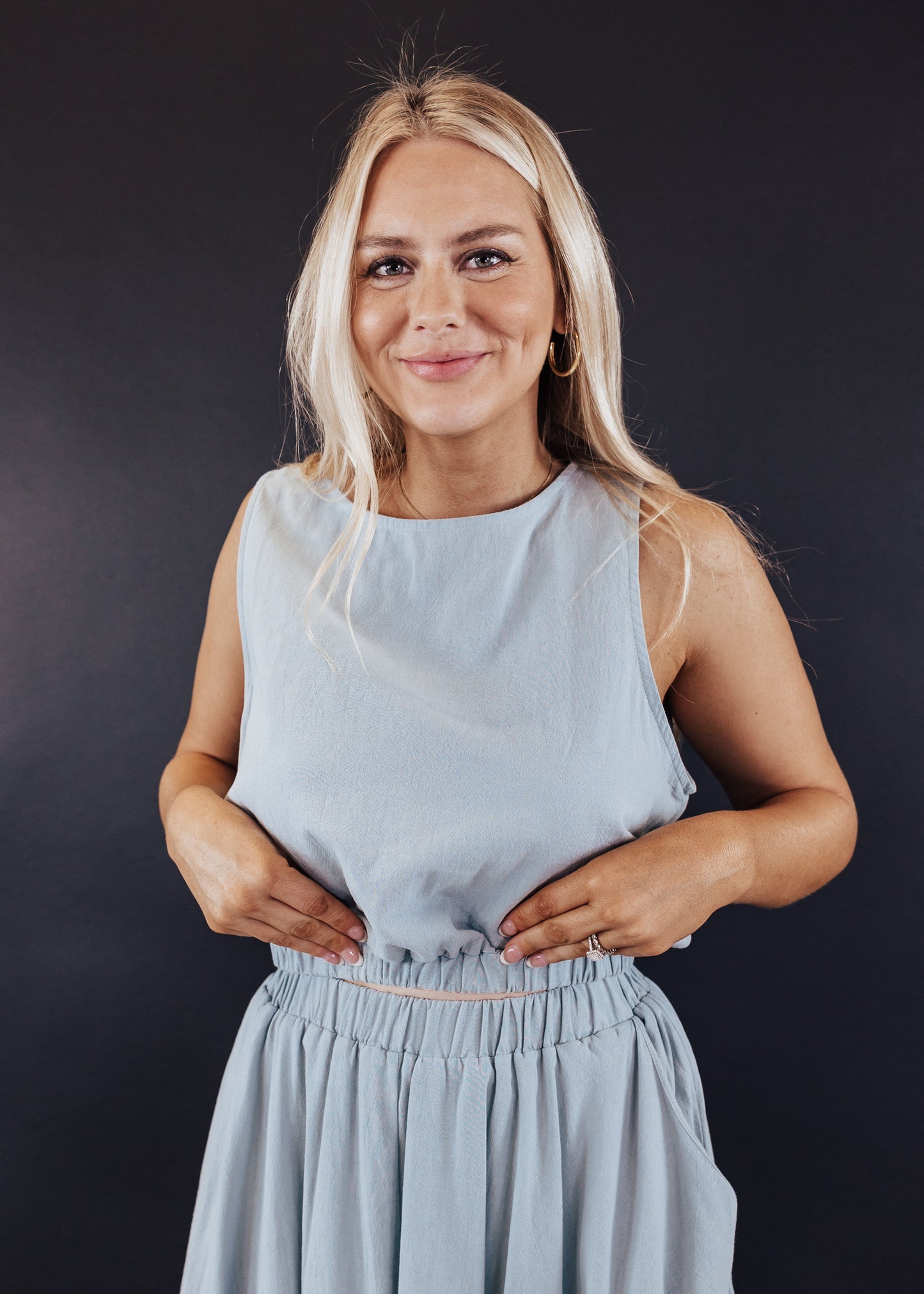 SMALL: Jessica Crop Top *BLUE