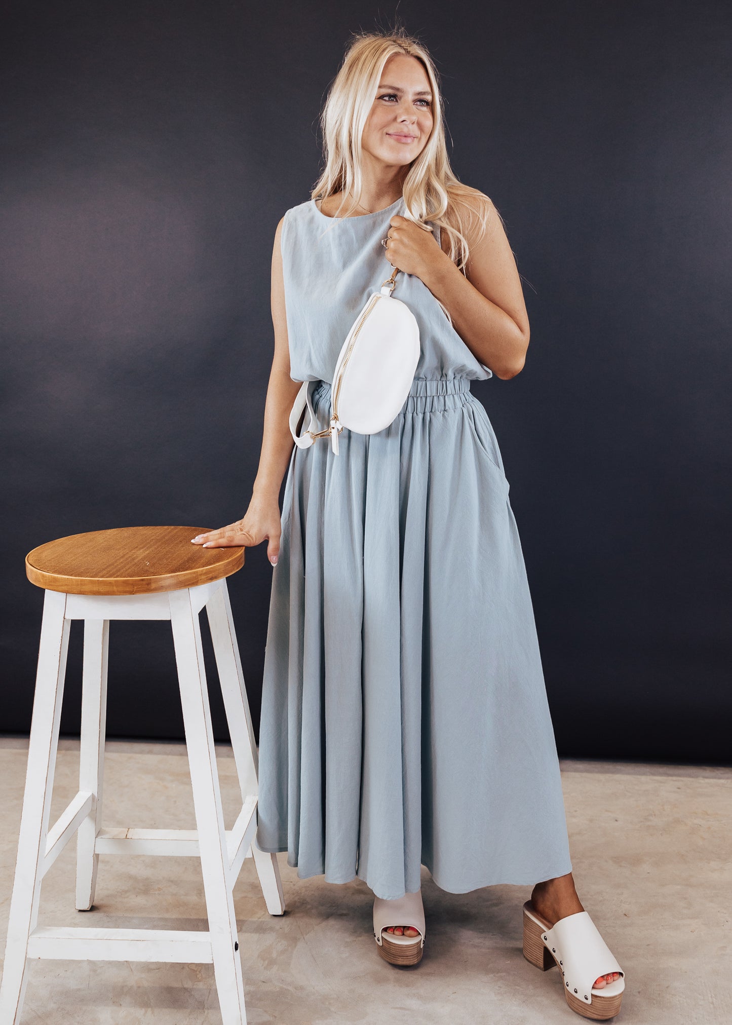 SMALL: Jessica Crop Top *BLUE