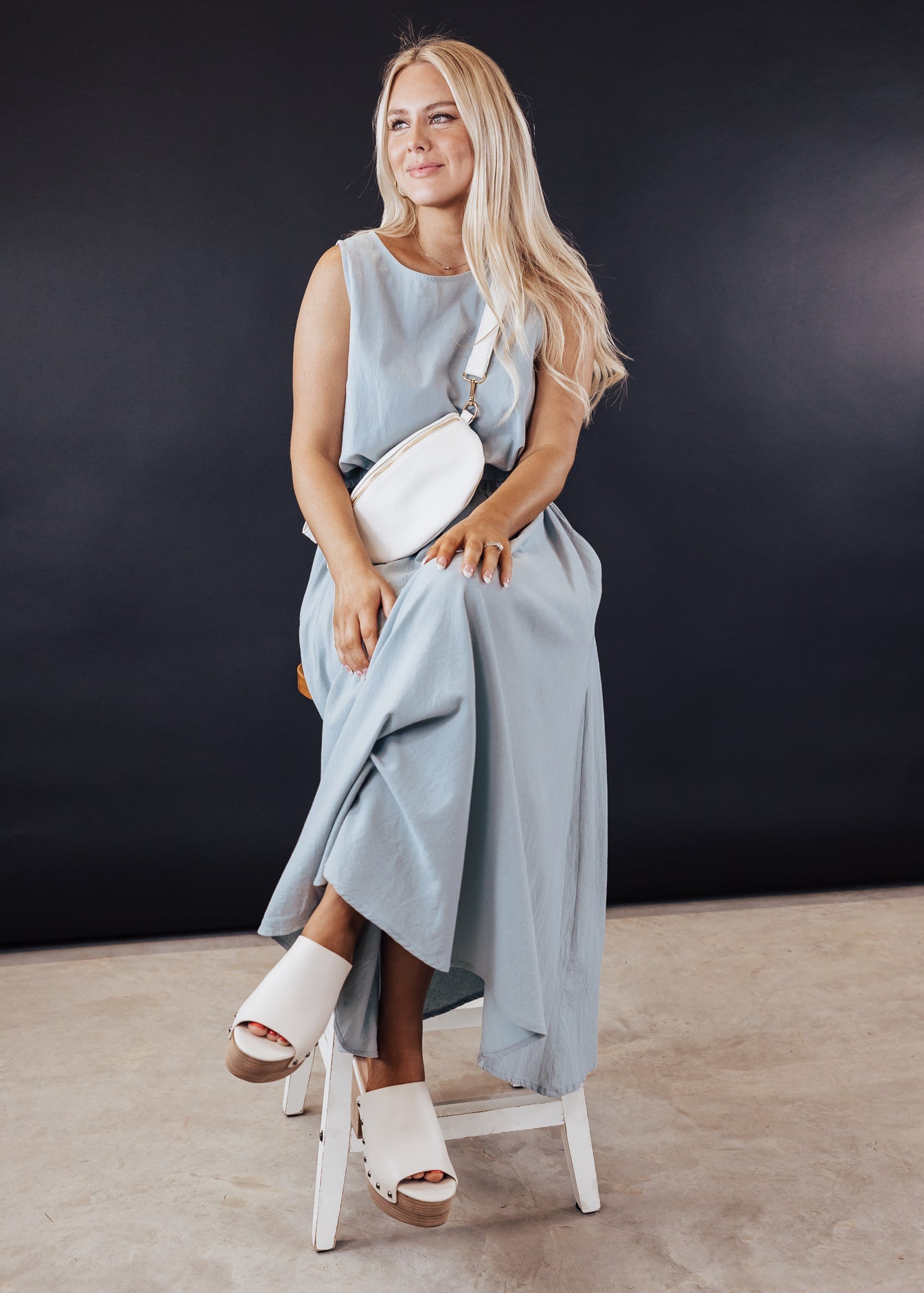 SMALL: Jessica Crop Top *BLUE