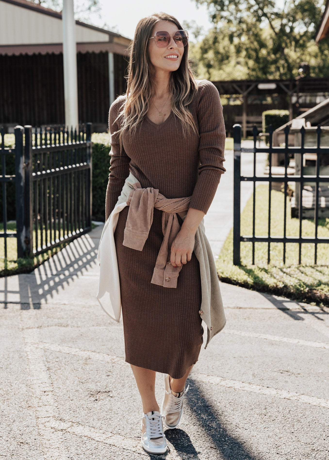 SMALL: April Rib Dress (XS-L) *BROWN