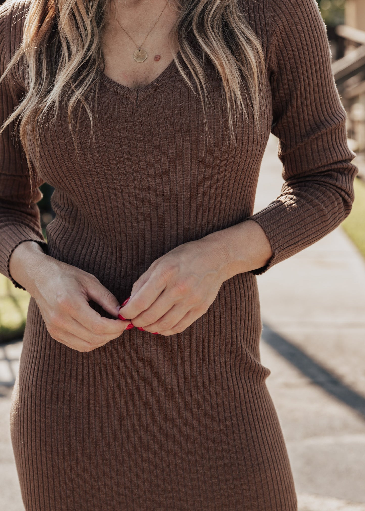 SMALL: April Rib Dress (XS-L) *BROWN