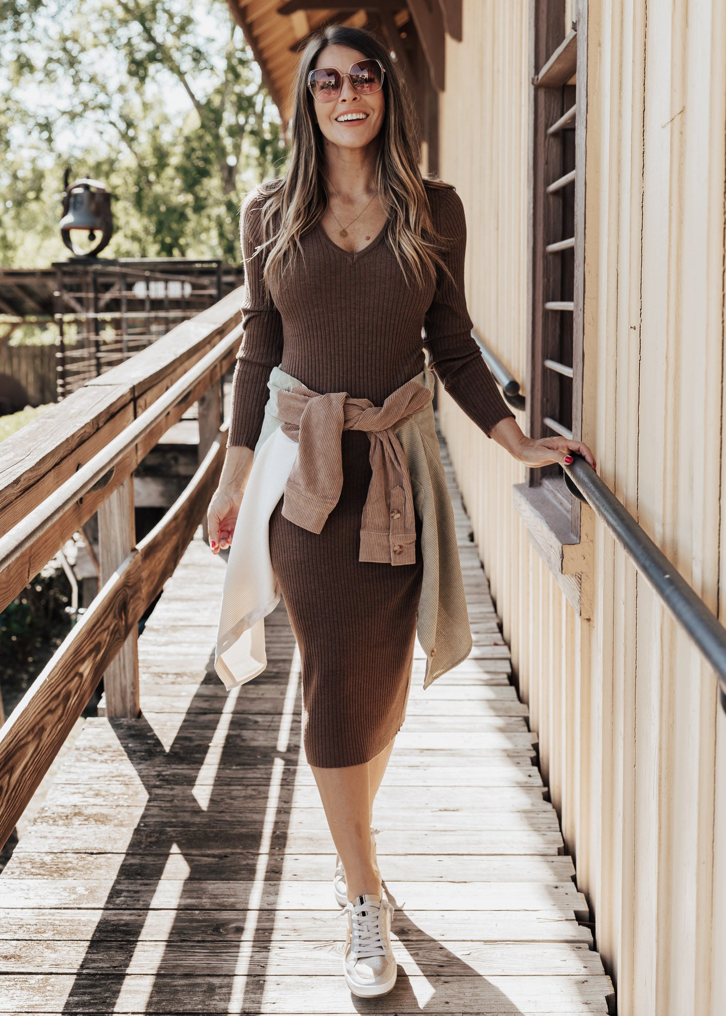 SMALL: April Rib Dress (XS-L) *BROWN