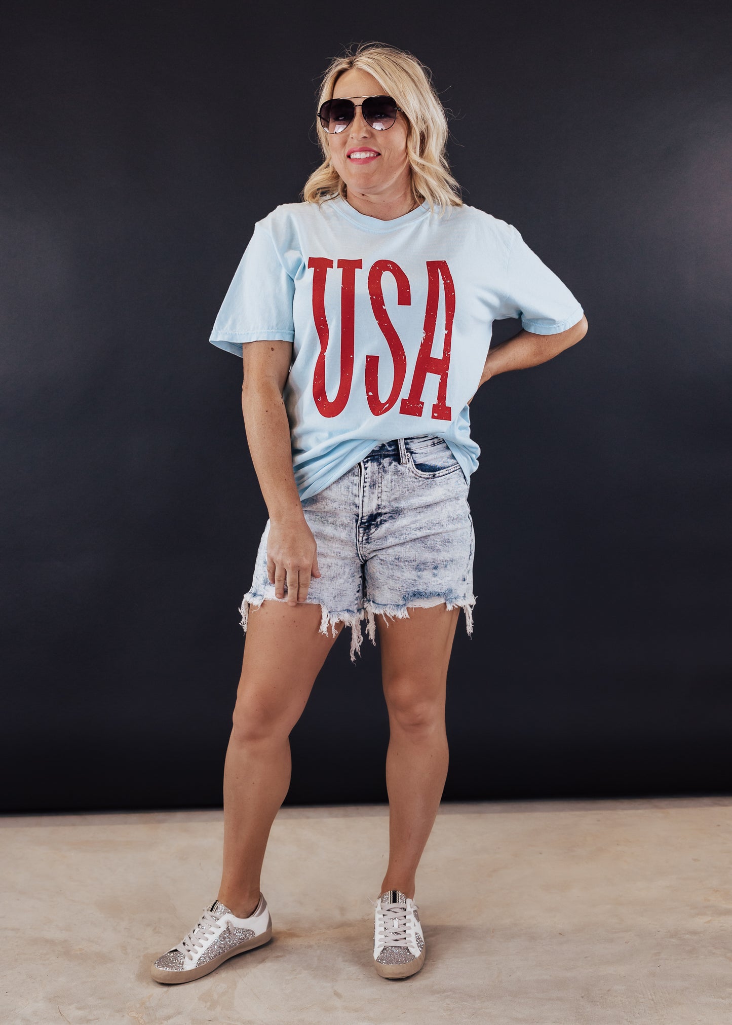 PRE-ORDER: USA Tee *CHAMBRAY (S-3X)