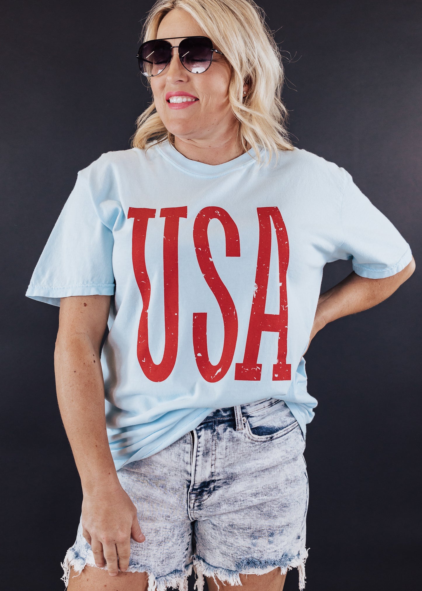 PRE-ORDER: USA Tee *CHAMBRAY (S-3X)